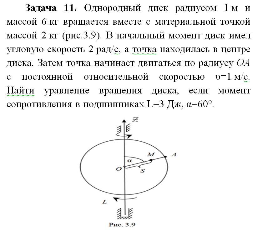 Колесо радиусом 10 см вращается. Однородный диск. Формула однородного диска. Теорема о кинетическом моменте системы. Блок однородный диск.